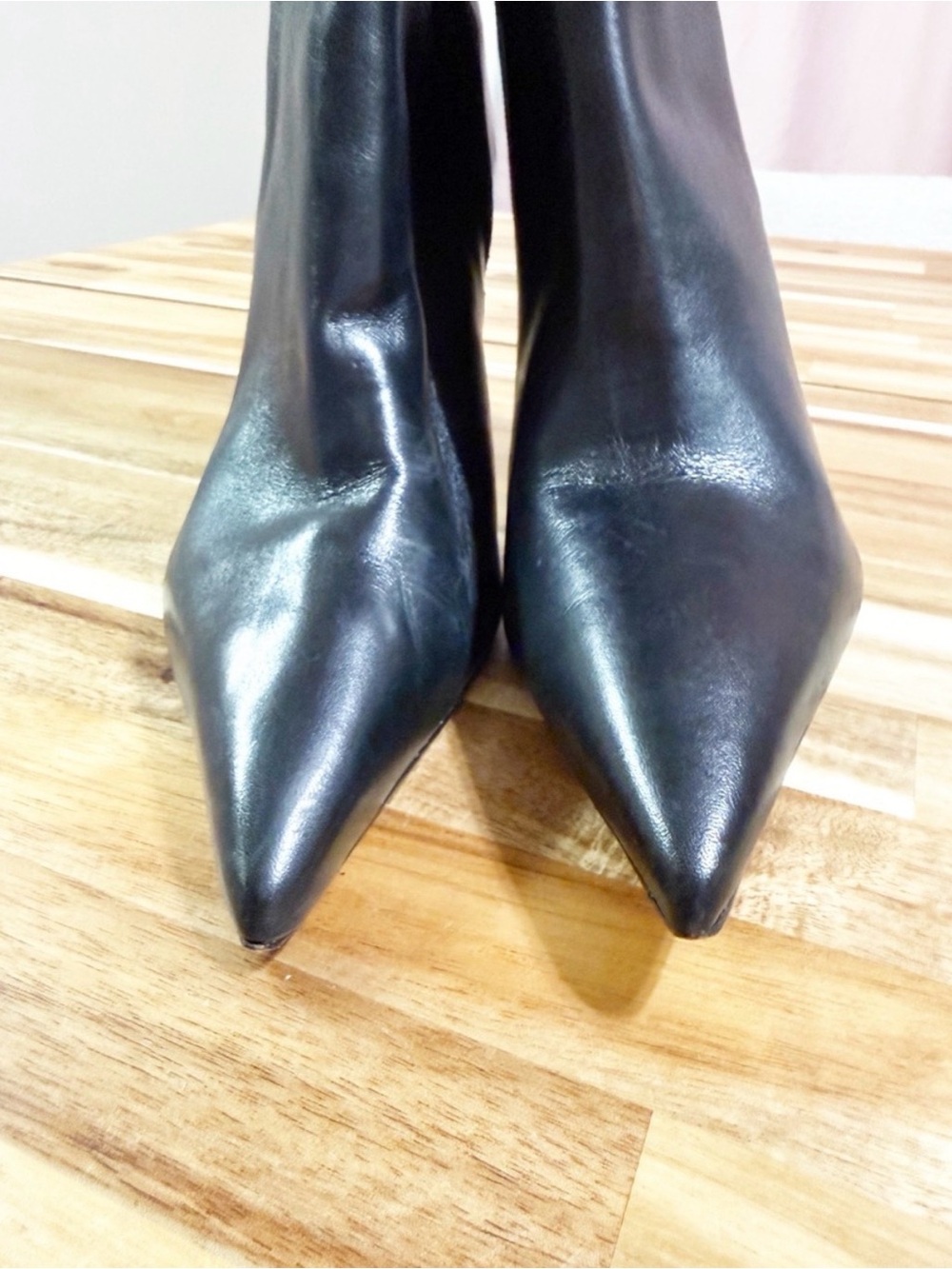 Schutz Mikki Up Casual Black Leather Knee High Tall Stiletto Boots Size 8.5 $298 - Picture 10 of 10